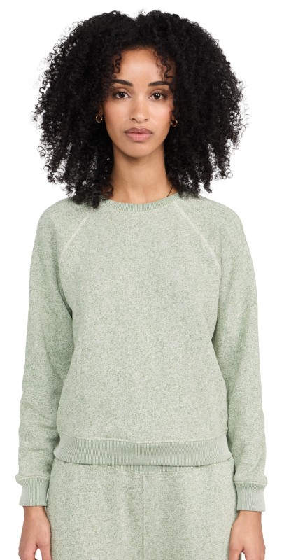THE GREAT. Shrunken Sweatshirt Heathered Bright Pine