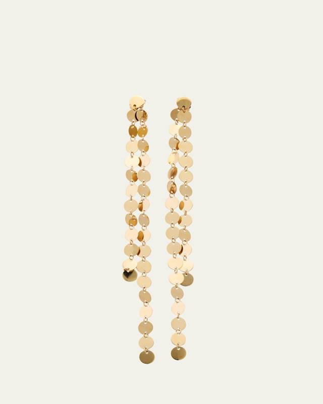 14K Yellow Gold Laser Disc Linear Earrings
