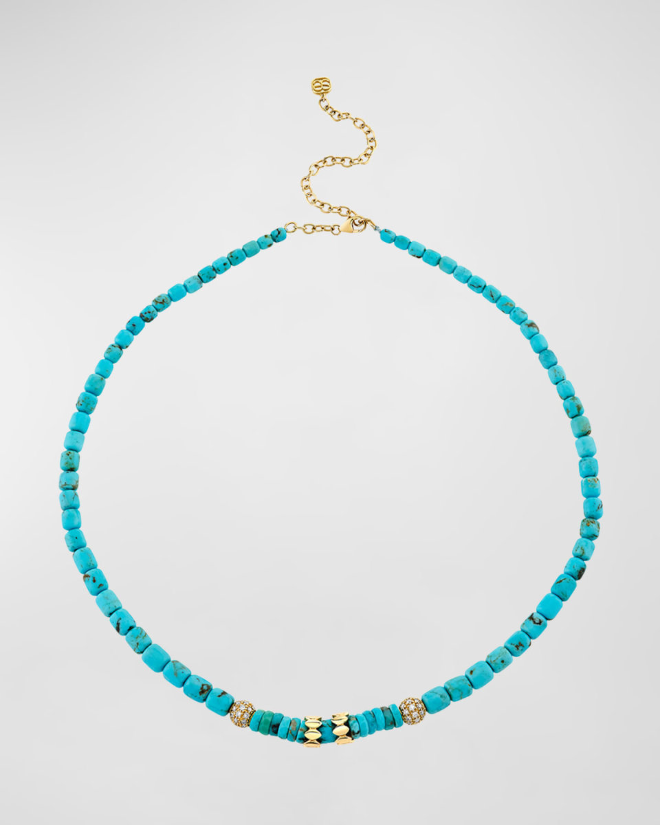 Turquoise Barrels Rondelle Necklace