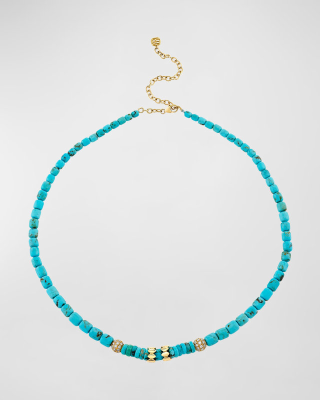 Turquoise Barrels Rondelle Necklace