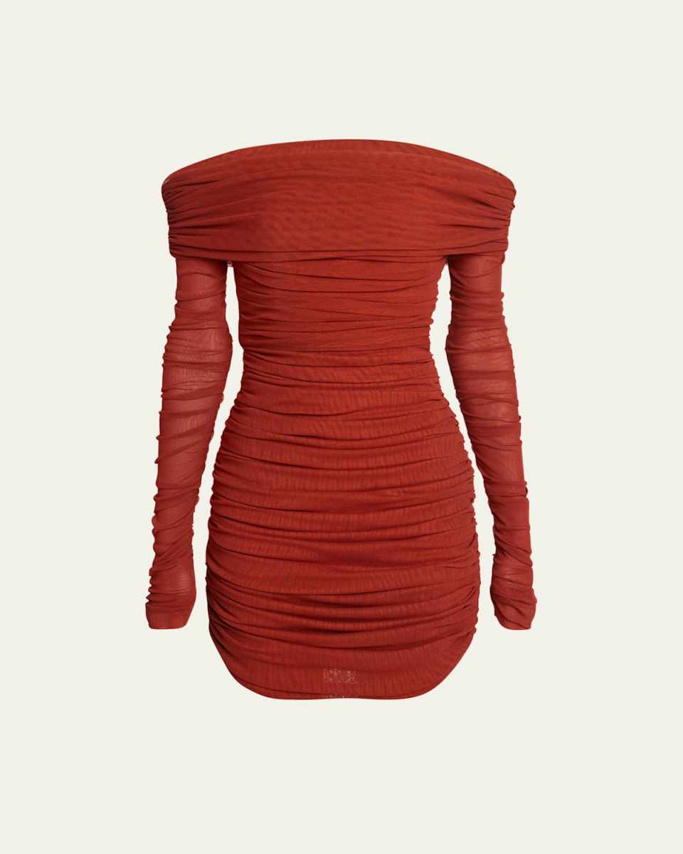 Off-Shoulder Ruched Mini Dress