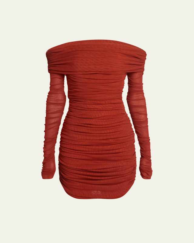 Off-Shoulder Ruched Mini Dress