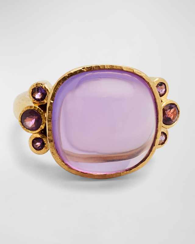 19K Amethyst Cushion Ring, Size