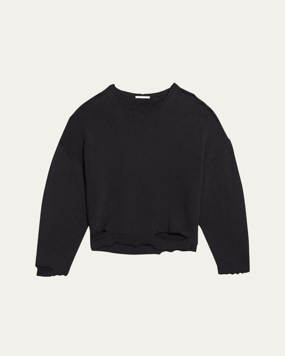 Distressed Ribbed Crewneck Sweat