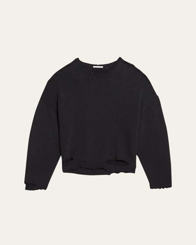 Distressed Ribbed Crewneck Sweat