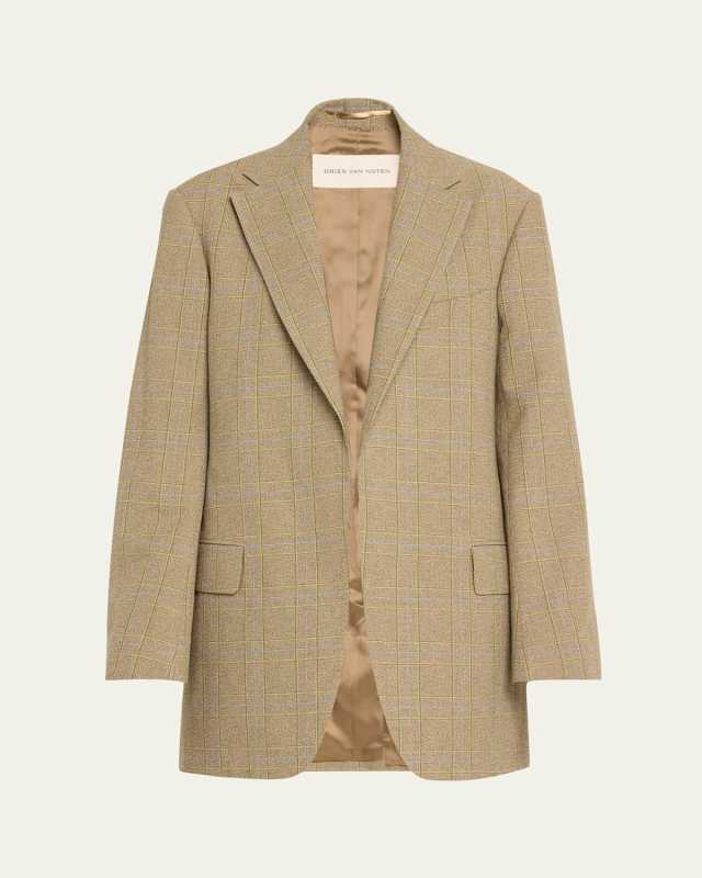 Blur Plaid Open Front Oversized Jacket