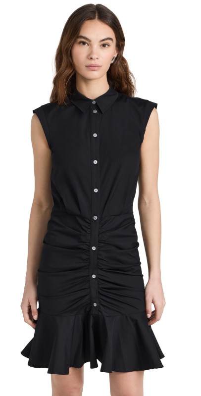 Veronica Beard Ruched Shirtdress Black