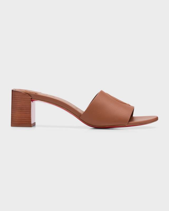 Leather Logo Red Sole Mule Sandals