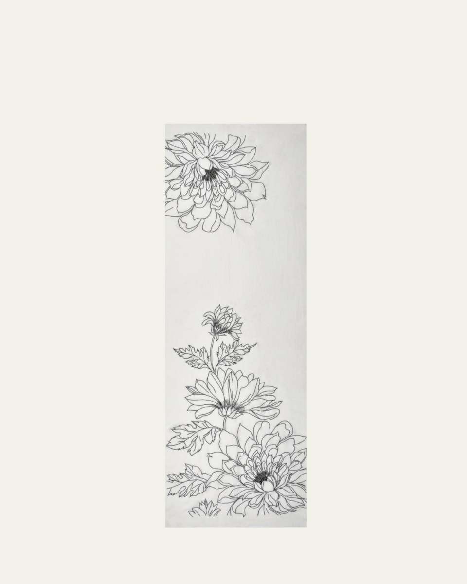Dahlia Line Art Merino Scarf