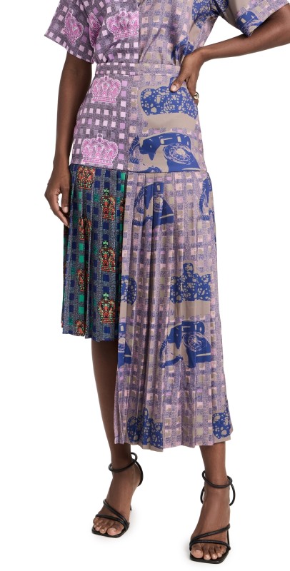 Lisa Folawiyo Asymmetric Pleated Skirt Pink