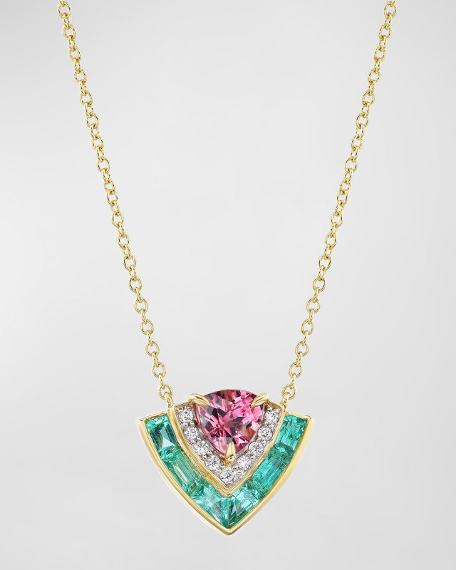 Tiered Necklace with 18K Yellow Gold and Gems