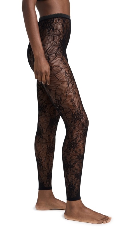 Stems Floral Fishnet Leggings Black