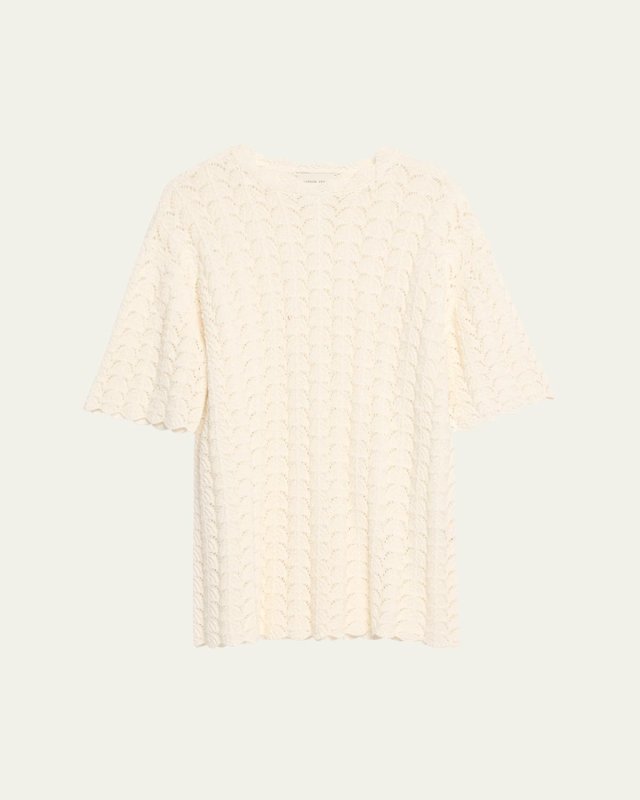 Doni Short-Sleeve Crochet Knit Mini Dress