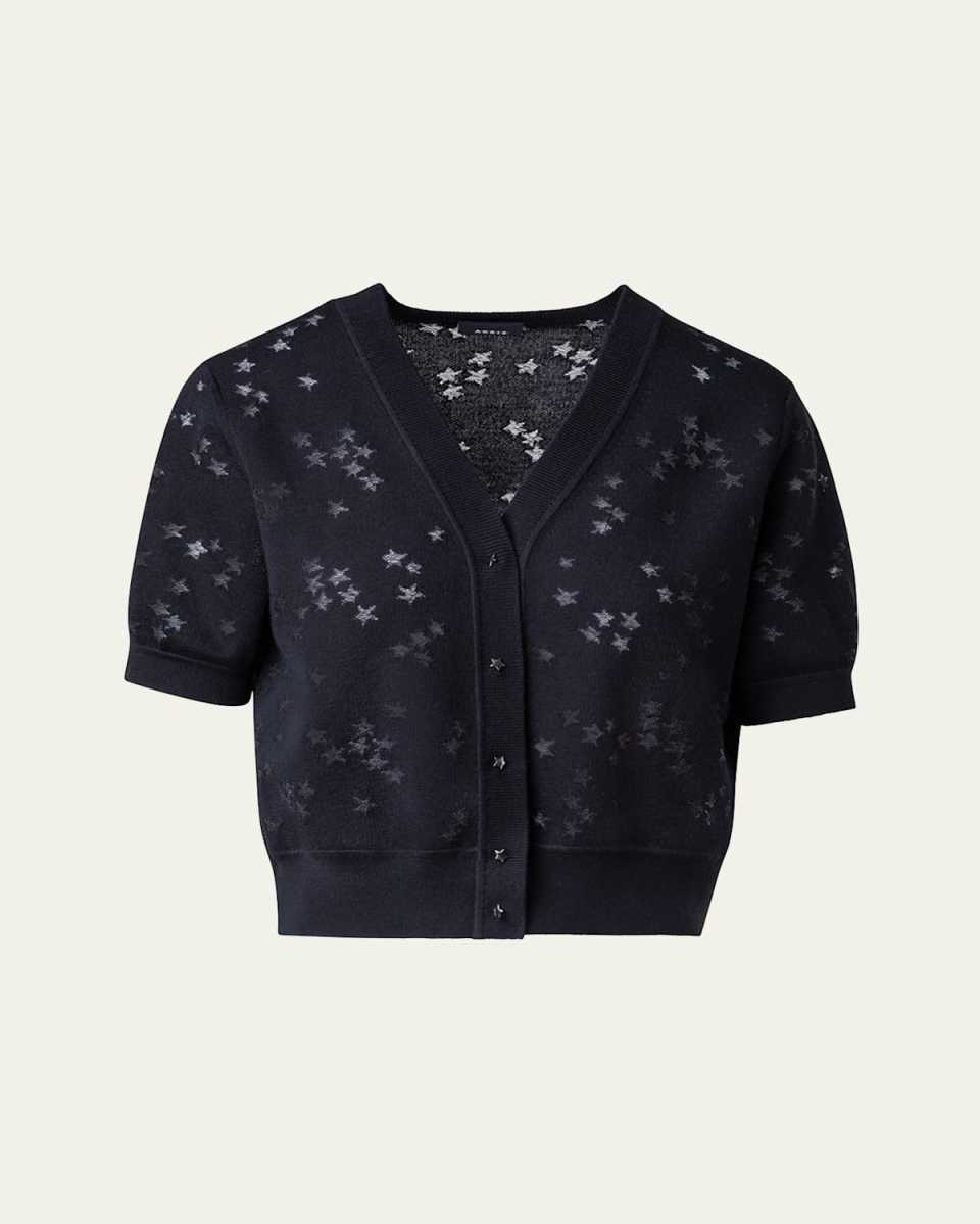 Star Intarsia Wool-Silk Crop Cardigan