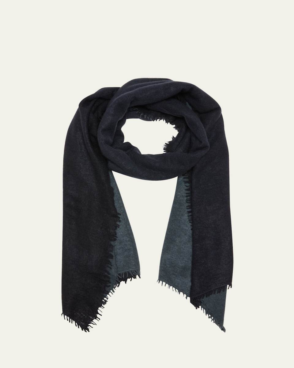 Fuzzy Feture Two-Tone Cashmere Scarf
