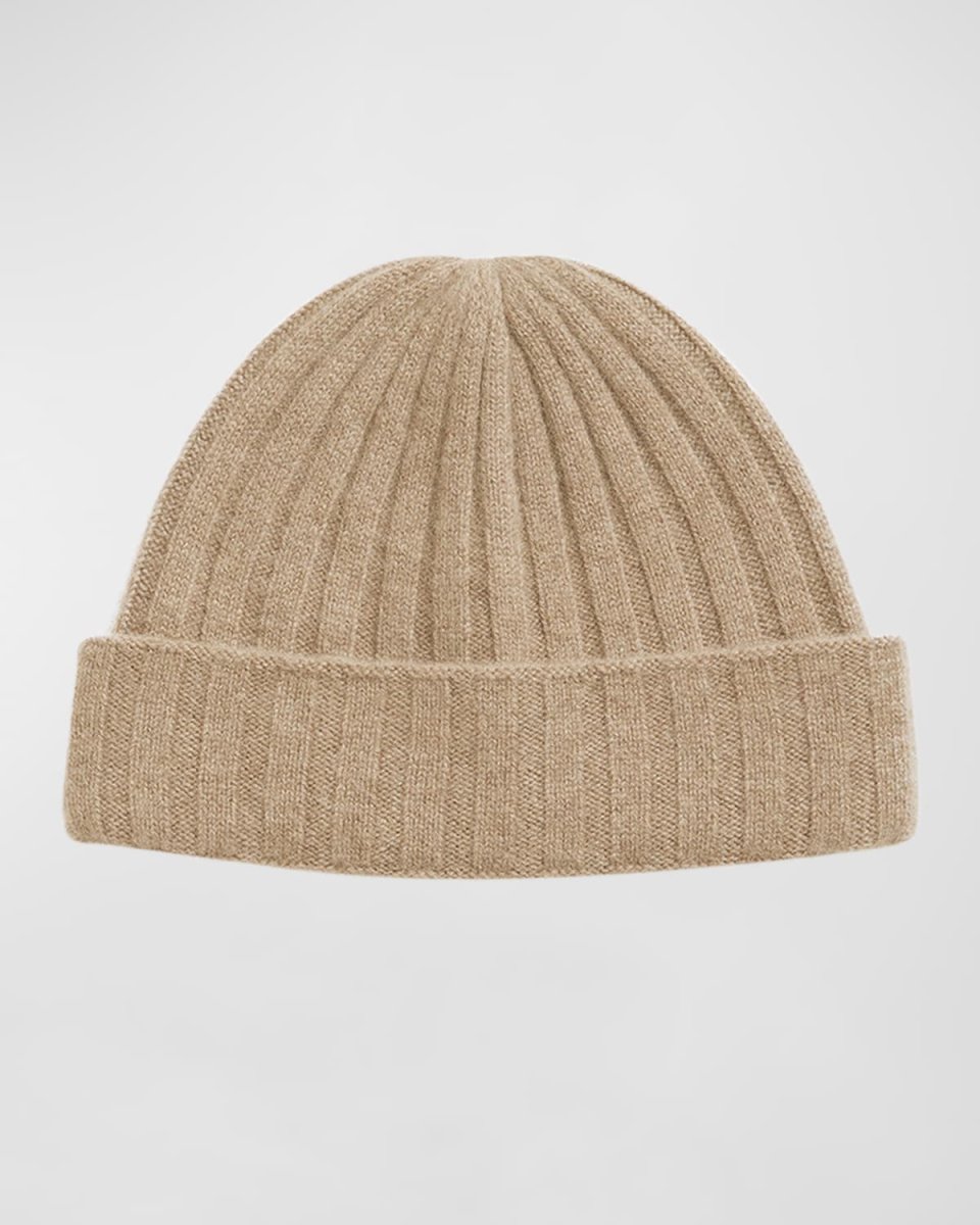 Wide-Ribbed Cashmere Beanie