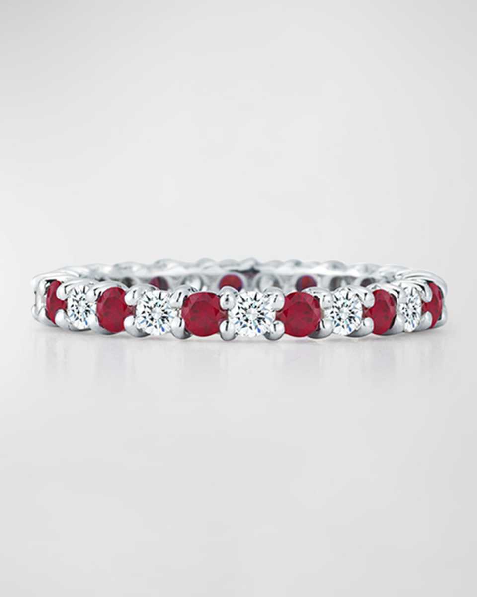 Ruby & Diamond Eternity Band in Platinum, Size 6.5