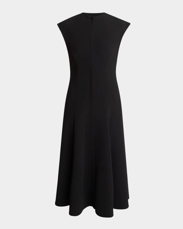 Georgia Cap-Sleeve Viscose Crepe Midi Dress