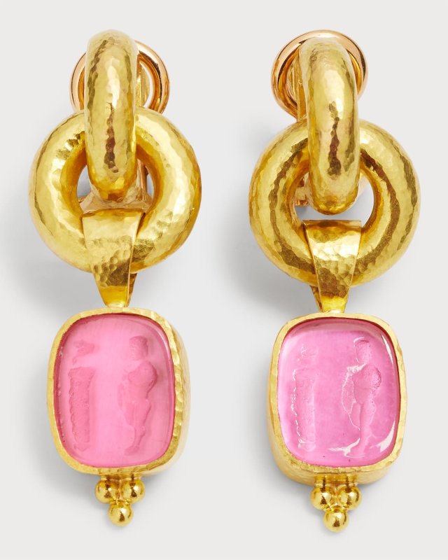 Amber "God and Pillar" Cheerio Drop Earrings