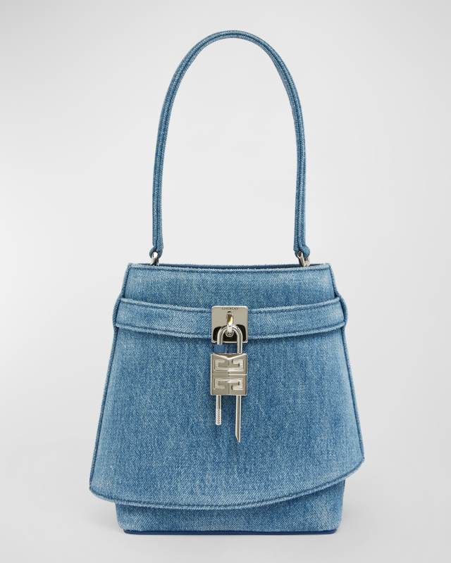 Shark Lock Bucket Bag in Washed Denim