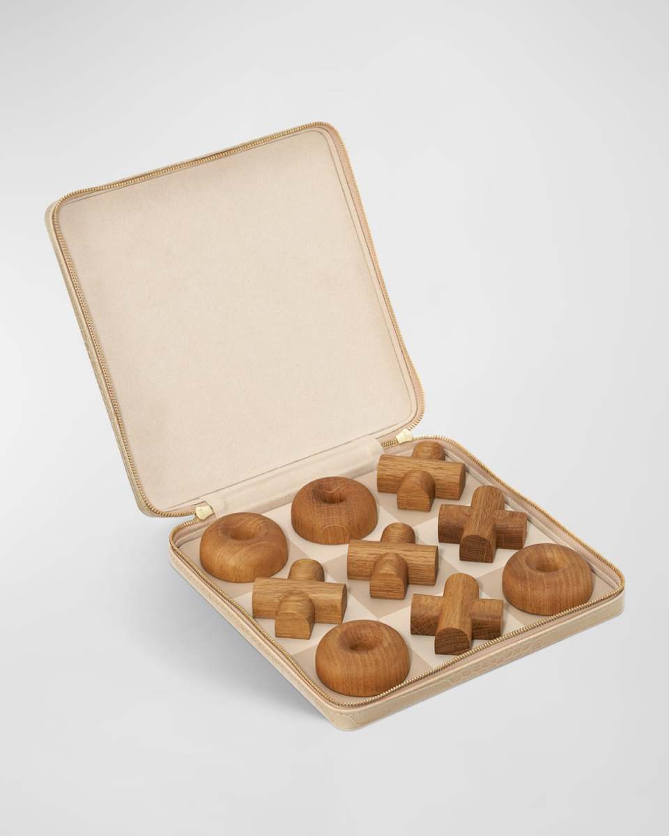 Enzo Leather Travel Tic-Tac-Toe Set