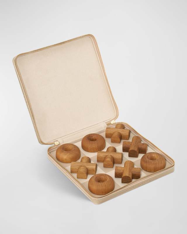 Enzo Leather Travel Tic-Tac-Toe Set