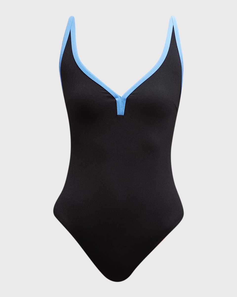 Maria Contrast-Trim One-Piece Swimsuit