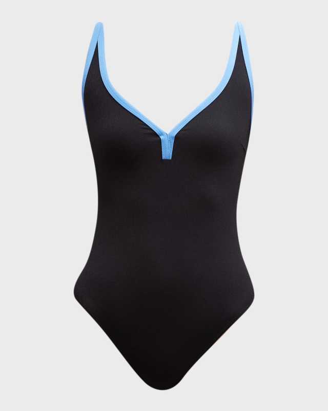 Maria Contrast-Trim One-Piece Swimsuit
