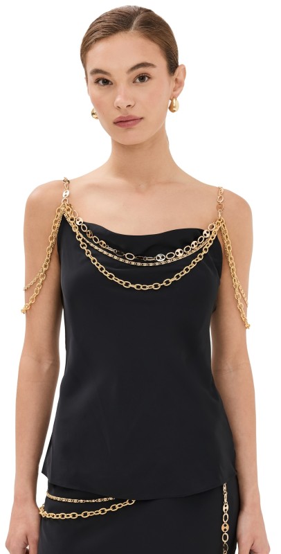 rabanne Top Embellished with Signature Chain Black