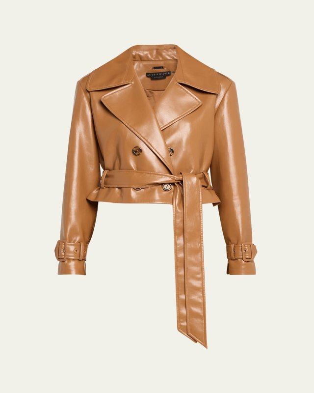 Keith Vegan Leather Cropped Trench Coat