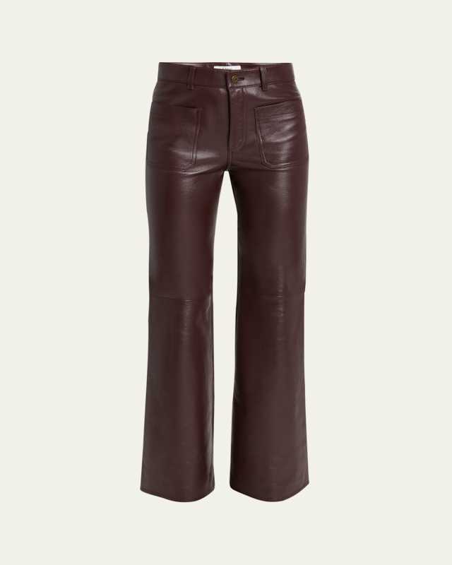 Wide Leg Leather Trousers
