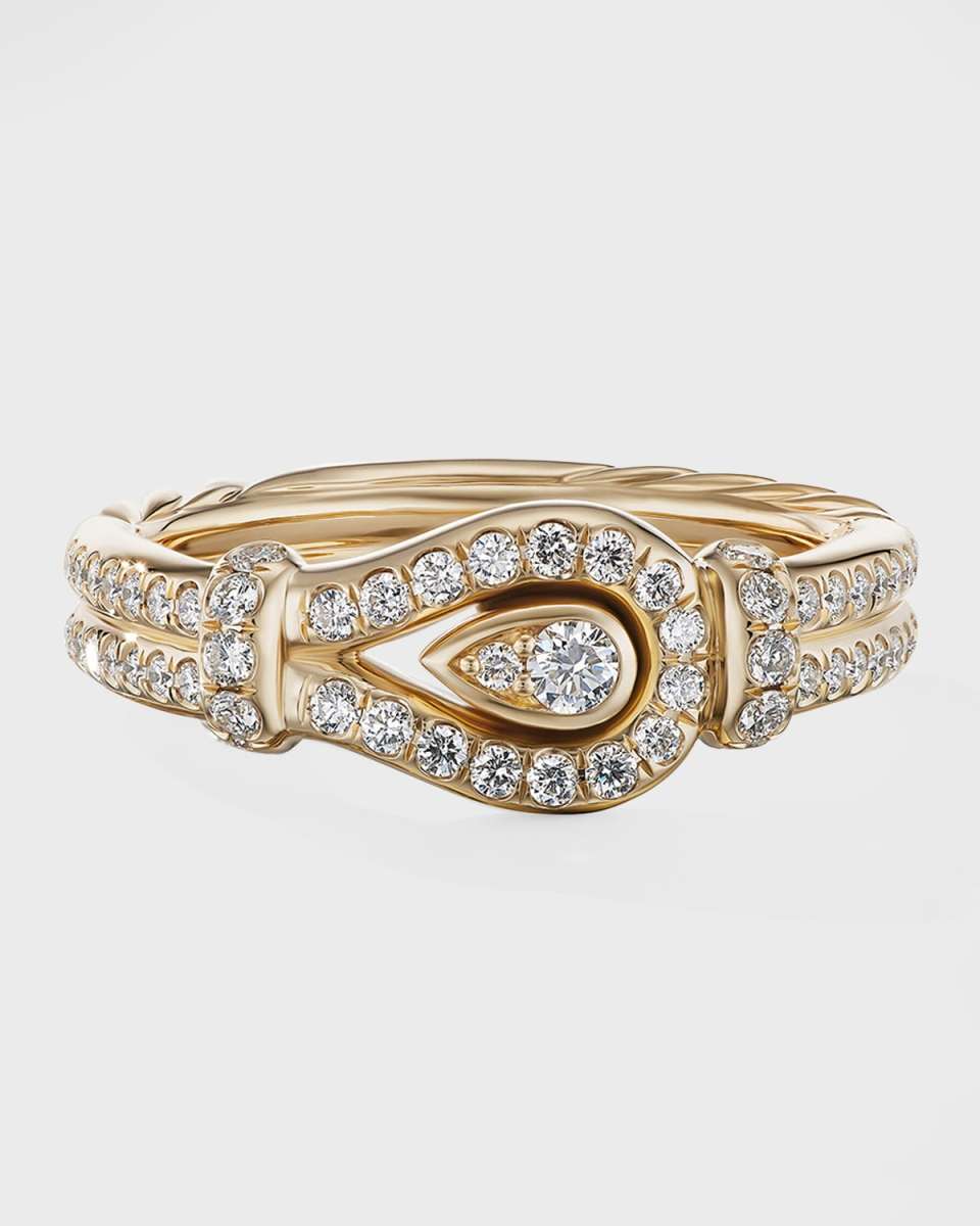 Thoroughbred Loop Ring with Full Pave Diamonds in 18K Gold, 4mm
