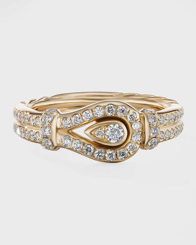 Thoroughbred Loop Ring with Full Pave Diamonds in 18K Gold, 4mm