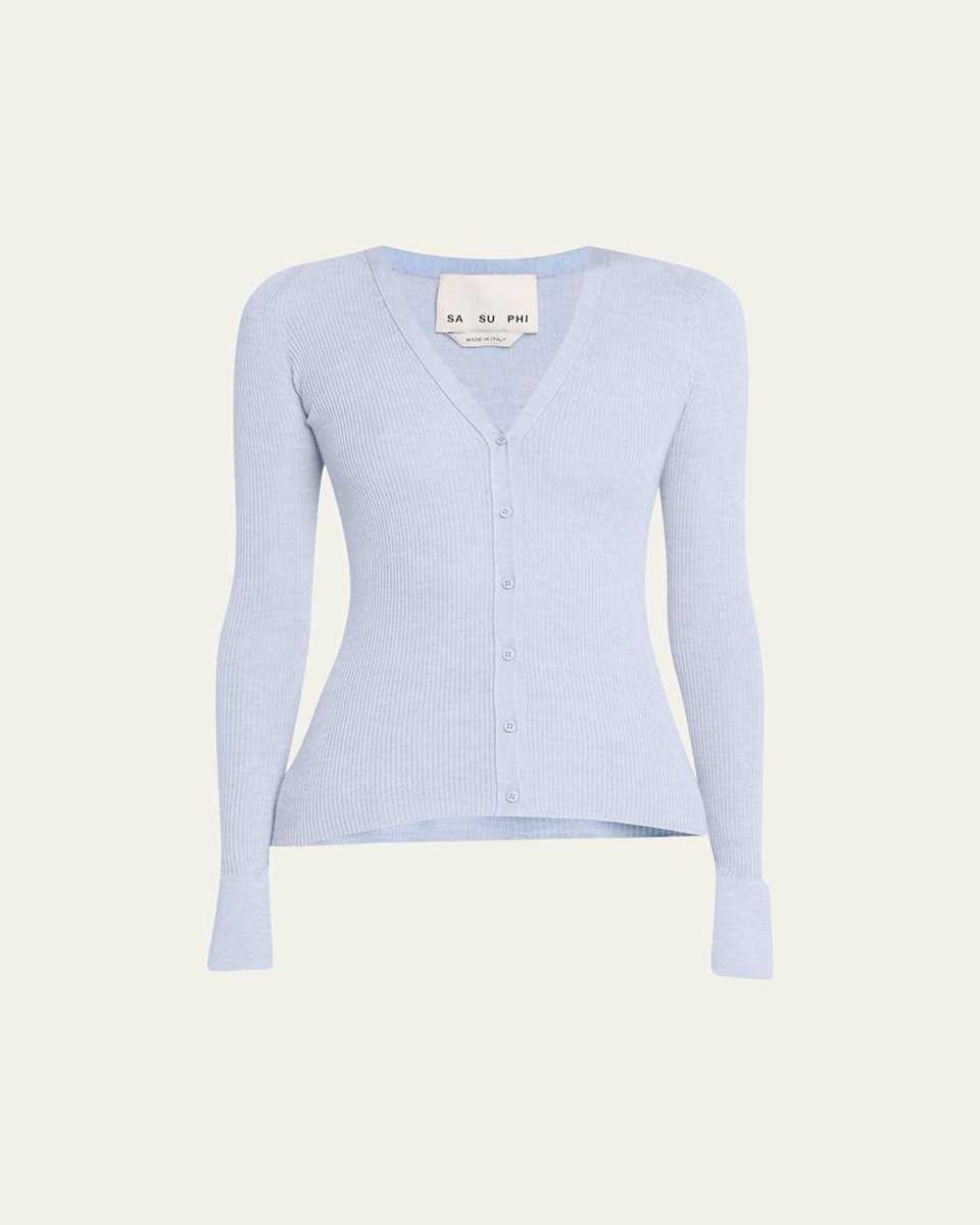 Ribbed Cashmere V-Neck Cardigan