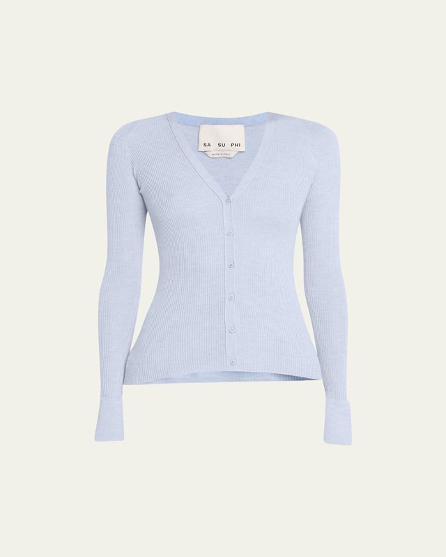 Ribbed Cashmere V-Neck Cardigan