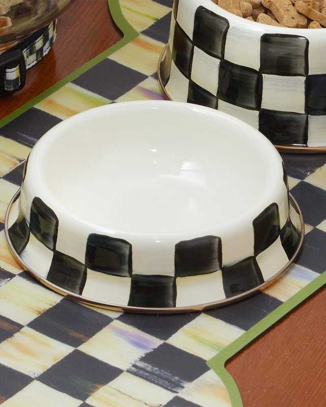 Courtly Check Enamel Cat Dish