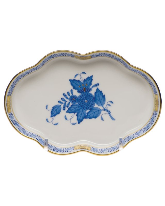 Chinese Bouquet Blue Small Scalloped Tray
