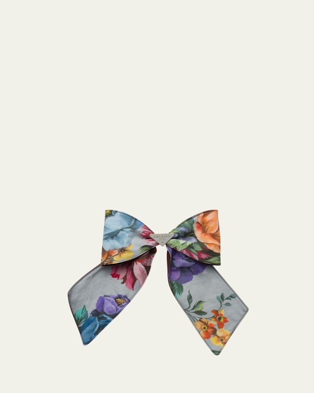 Triangle Logo Floral Hair Bow