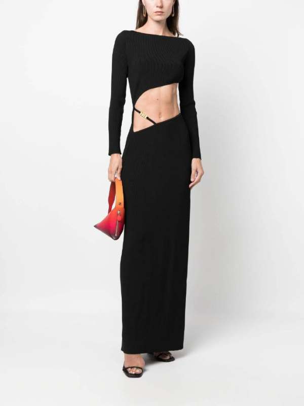 GCDS asymmetric ribbed-knit dress