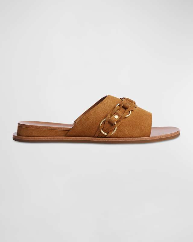 Beau Suede Chain Slide Sandals