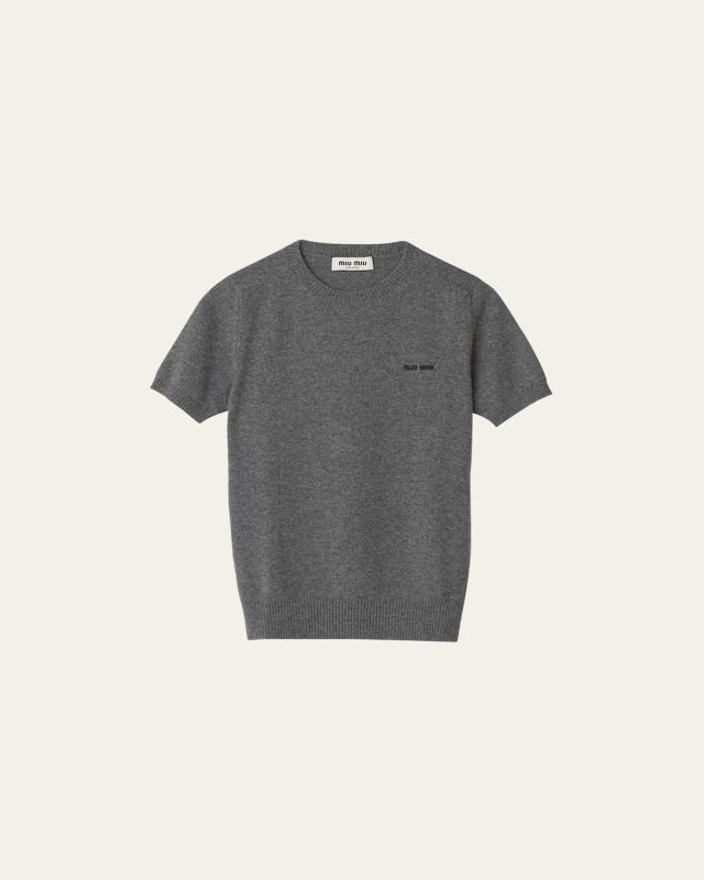 Short-Sleeve Cashmere Sweater