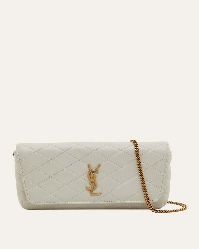 Gaby Phone Holder YSL Crossbody Bag in Quilted Smooth Leather