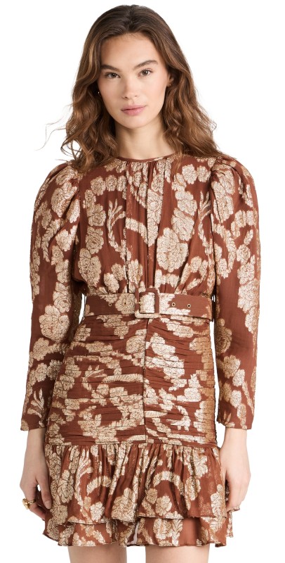 byTiMo Brocade Georgette Mini Dress Rust