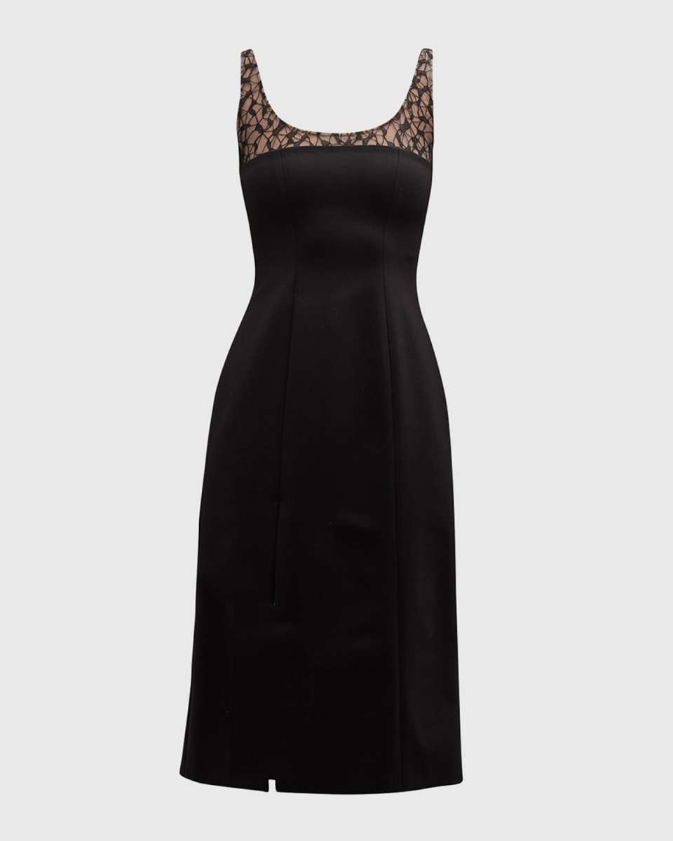 Lace Tank Side Slit Midi Dress