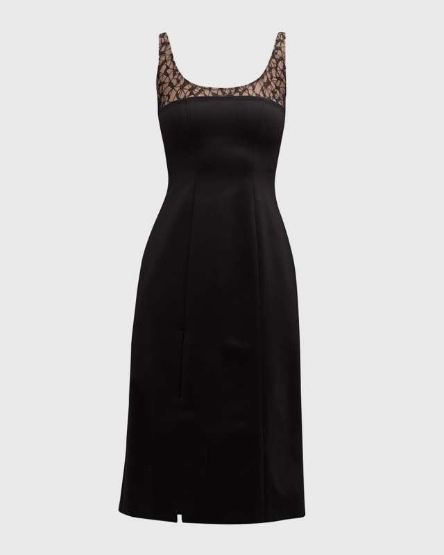 Lace Tank Side Slit Midi Dress