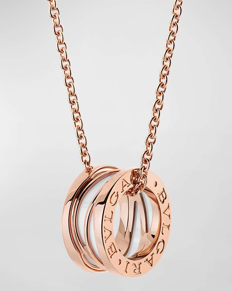 B. Zero1 18k Rose Gold White Ceramic Charm Necklace