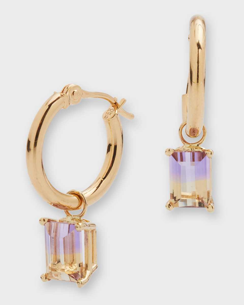 14K Recycled Gold Ametrine Dangle Hoop Earrings