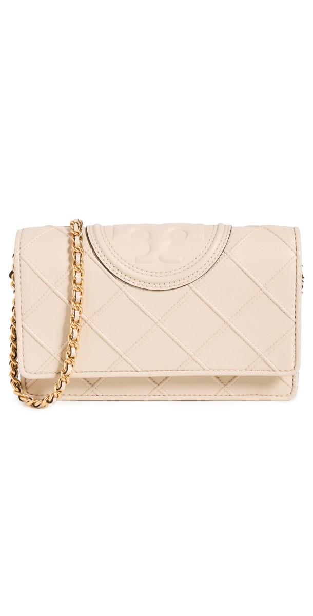 Tory Burch Fleming Soft Chain Wallet New Cream