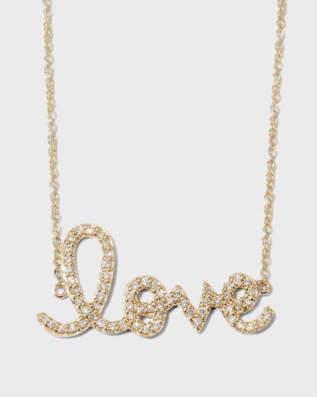 14K Yellow Gold Medium Diamond Love Necklace