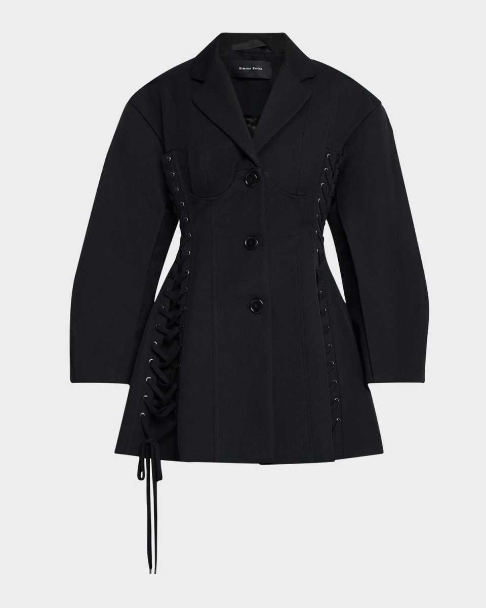 Puff-Sleeve Sculpted Corset Jacket